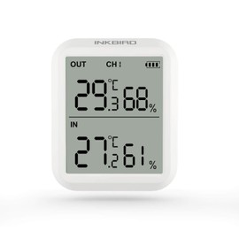 Inkbird ITH-20R Thermometer, Digital Thermometer/Hygrometer, Indoor/Outdoor Wireless Hygrometer, High Accuracy, Large LCD Screen, 1 Sensor, Maximum and Lowest Temperature and Humidity Display, Can be