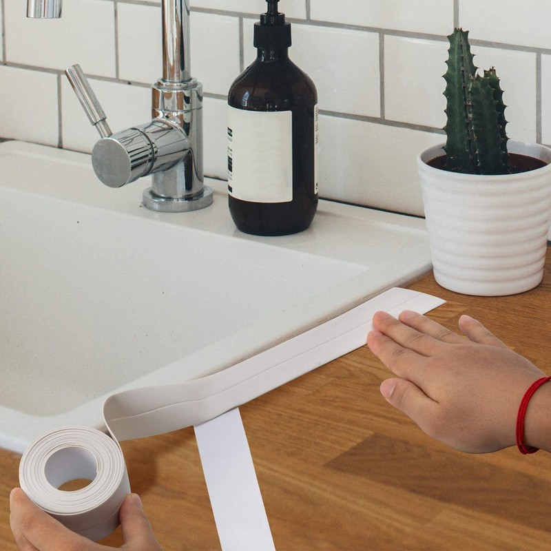 Bath & Kitchen Caulk Tape Sealant Strip, PVC Self-Adhesive Tub