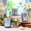 Volens Blue Votive Candle Holders Bulk, Mercury Glass Tealight Candle