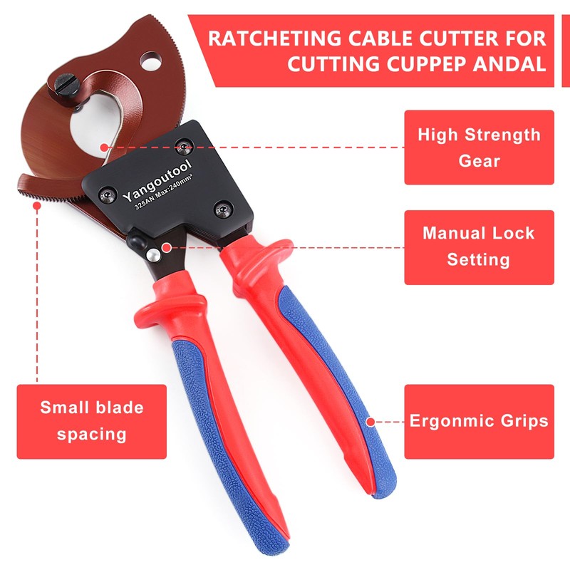 Yangoutool Ratchet Cable Cutter Heavy Duty for Copper and Aluminum