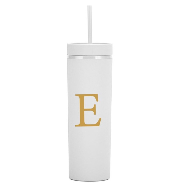 Personalized Letter E Skinny Tumbler.16oz Matte Initial Skinny Tumblers with