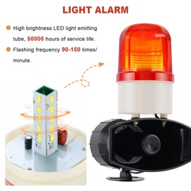 Saladulce 24V Industrial Alarm Siren, 115dB Siren with Strobe Light - Indoor Led Warning Horn (DC24V)