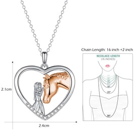 ITESSY Horse Necklace for Girls, Horse Jewellery Gifts for Women Teenage Girls | S925 Sterling Silver Girl and Horse Pendant Necklace for Girls Horse Lovers, Horse Gifts for Girls, Rose Gold