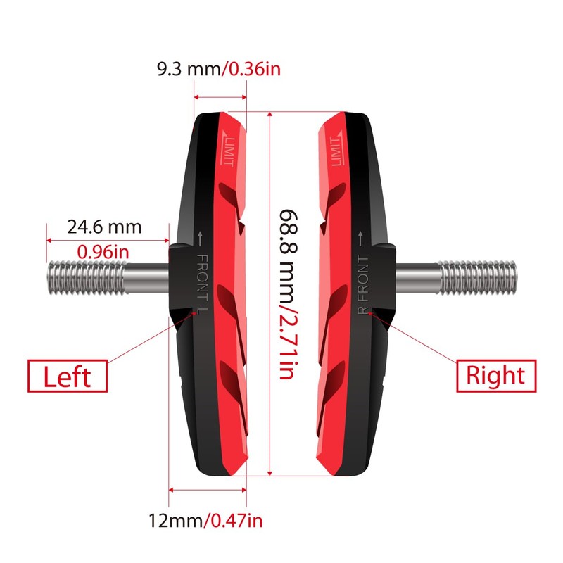 CNCLOL Bike V Brake Pads, Bicycle V Brake Blocks，55/70mm Cantilever