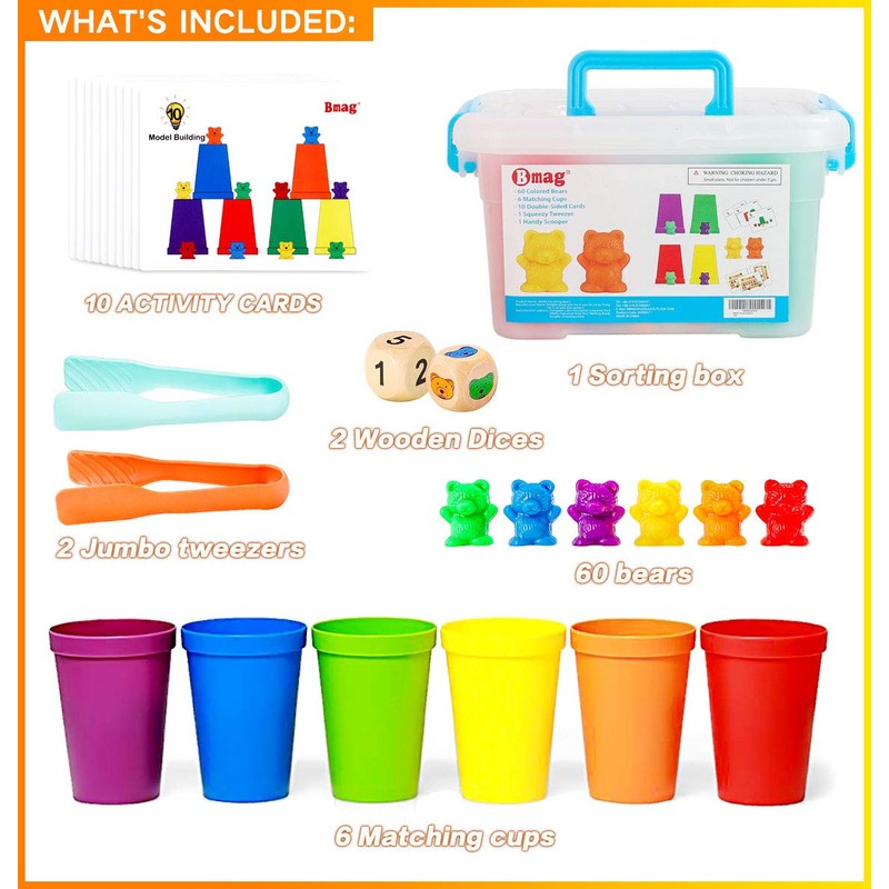 Bmag Counting Bears with Matching Sorting Cups,Pre-School Math Learning Games