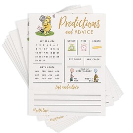 Wonninek Bear Baby Gender Reveal Card | 30 x Baby Prediction Advice Card for New Parents | Unisex Baby Shower Keepsake | Guess the Baby Due Date