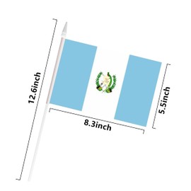 Guatemala Guatemalan Flags Hand Held Small Mini Guatemala Stick Flags Miniature Guatemalan on Stick Flags with 12.6" Solid Pole & Spear Top,Party Events Celebration,School,Grand Opening,Kids