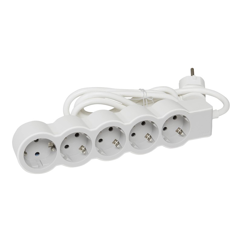 LEGRAND, Flat Power Strip, 5-Way Socket, Multiple Socket, 3 Metre