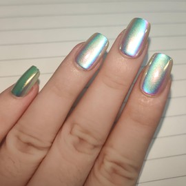 Short Press on Nails Square Discoloration Fake Nails Green Light Pink Chrome Glue on Nails Colorful Nails Press ons Artificial Manicure Art for Girls Acrylic Stick on Nails 30Pcs