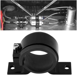 KSTE Mounting Bracket Black, Aluminium Alloy 50 mm Car Fuel Pump Mounting Bracket, Single Filter Clamp Cradle (Black, Red and Splitter)