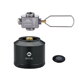 CAMPINGMOON Refillable Gas Canister Empty Pocket Tank for Gas Lantern Backpacking Camping 15g w/ Gas Transfer Adapter Z15 Black BKTC-15/Z15