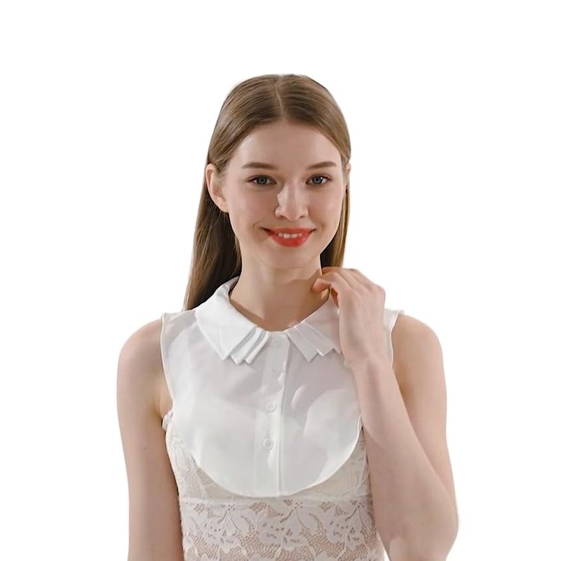 Joyci Pure White Detachable Dickey Peter Pan Shirt Fake Collar