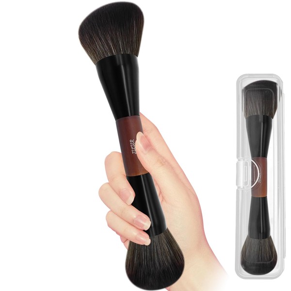 JILIER Double Ended Blush Powder Brush, Duo Bronzer Brush Highlighter,