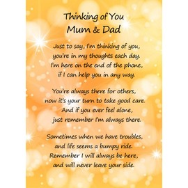 Thinking of You 'Mum and Dad' Poem Verse Greeting Card