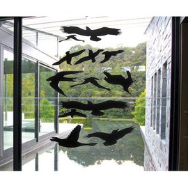 Window Alert Bird Stickers Silhouettes Glass Door Protection Save Birds, Black - by FMJI