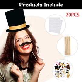 Party Photo Booth Props Photo Props Photo Box Accessories Mix Photo Accessories Wedding Photo Props Party Photo Booth Props for Birthdays, Valentine's Day with Sticks Pack of 20