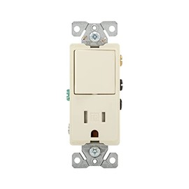 Eaton TR7730A 15-Amp 3-Wire TR Receptacle 120-Volt Decorator Combination Single-Pole Switch with 2-Pole, Almond