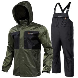 Rodeel Waterproof Jacket and Overalls Set Waterproof Rain Jacket Bid Suit Ultimate Protection for Outdoor Adventures Green