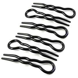 6 Pcs Black U Shaped Hair Pin Plastic Wavy Hair Fork Hair Clip Simple Fast Spiral Hair Braid Twist Styling Clips Hairpins Insert Bobby Pins Wedding Hair Accessories for Women Girls