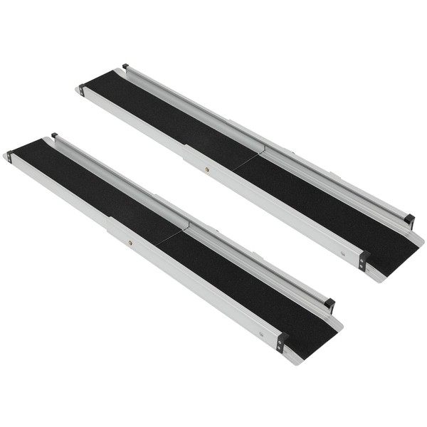 SCITOO Adjustable Wheelchair Ramp 5FT Non-Skid Threshold Ramp 600lbs Capacity