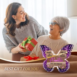 Gleevara Auntie Gifts, Auntie Gifts from Nephew Niece, Auntie Birthday Gifts, Aunty Christmas Gifts, Butterfly-Shaped Acrylic Plaque for Auntie on her Birthday Mothers Day