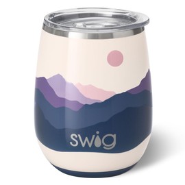 Swig Life 14oz Stemless Wine Cup, Insulated Wine Tumbler with Lid, Stainless Steel Wine Glass, Reusable Insulated Travel Tumbler, 14 oz Insulated Wine Glass with Lid (Moon Shine)