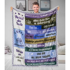 Adolgutty 18th Birthday Boy Gifts for 18th Birthday Boy, Gift Ideas 18th Birthday Boy 18th Birthday Gift Boy for Boyfriend Son Brother, Fluffy Cuddly Blanket 130 x 150 cm