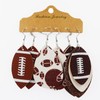 Glitter Layered Football Dangle Earrings Faux Leather Big Statement Football