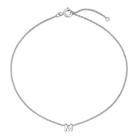 .925 Sterling Silver Small Block Uppercase Letter H Initial Pendant Necklace 16 Inches + 2" Extender