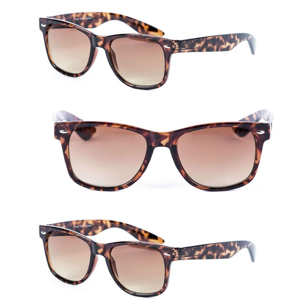 3 pares de gafas de sol de lectura unisex – Full Frame Sun Readers (no bifocal), carey (Tortoise/Tortoise), M
