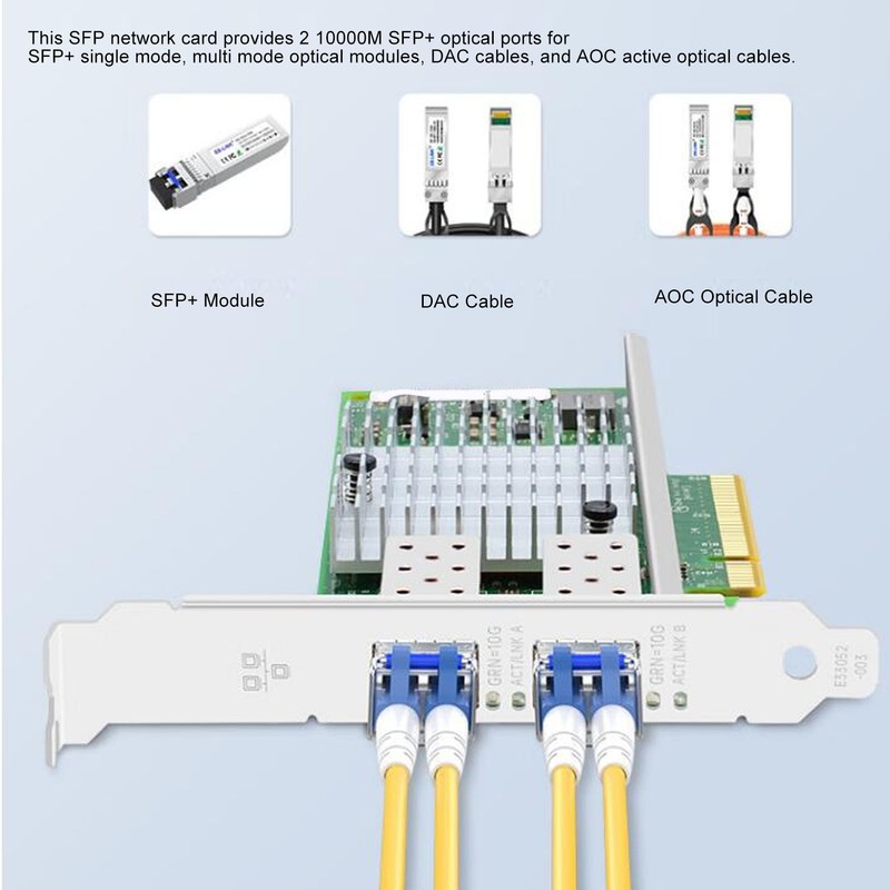 Server Adapter 10Gbps 2 SFP Ports PCI Express X8 Plug