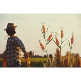 Metal Corn Garden Stake Fall Decor Decorative Corn Stalk Yard Sign for Lawn Patio Backyard Pathway Autumn Harvest Thanksgiving Outdoor Decoration (3 Corns)