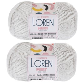 2 Skein Loren Mery, Faux Fur Yarn for Knitting and Crocheting Shawls, Cardigans, Home Accessories, Teddy Bears, Toys, amigurumi, 100% Polyester, 100 gr (3.5 oz) / 75 m (82 Yards), Gray - M407