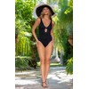 La Blanca Women's Plunge One Piece Swimsuit, Black//LB Luxe, 8