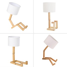 MUMENG Robot Cute Desk Lamp Set of 2, Wooden Bedside Table Lamp Unique Fun Robot Lamp Quirky Cool Lamp for Home, Kids Room, Living Room, Coffee Shop, Adjustable Lamp Body