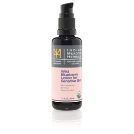 Indian Meadow Herbals Wild Blueberry Sensitive Skin Lotion – Organic Gluten-free Soothing Moisturizer - Formulated for Delicate and Reactive Skin - Antioxidant Lotion (1.7)