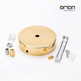 Canopy Cover (Diameter 100 mm), Height 24 mm, Ceiling Canopy for Pendant Light, Lamp Canopy with Metal Clamping Nipple, Gold