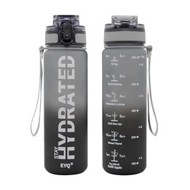 EYQ 500ml Trinkflasche, Wasserflasche, Tritan BPA Free Auslaufsicher Sport Flasche, Sportflasche mit Zeitmarkierung für Schule Fitness Gym Sport