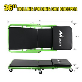 Nilight 36" Z Creeper - 2-in-1 Rolling Folding Car Seat, 36 inches Adjustable Roller Garage Chair Lay Down or Sit, 330LBS Capacity, Green Black