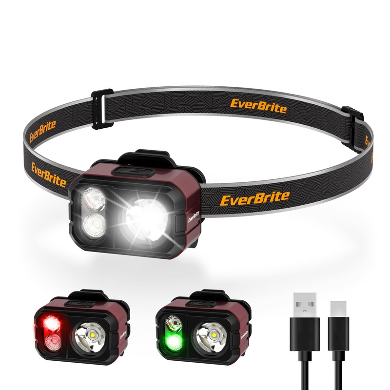 EverBrite 400LM Rechargeable Headlamp, 1.59 oz Lightweight & Comfortable Head