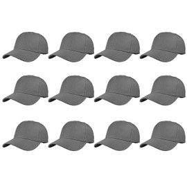 Gelante Plain Blank Baseball Caps Adjustable Back Strap Wholesale LOT 12 Pack 001-DarkGray-12PC