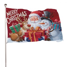 Christmas Garden Flag, 90 x 150 cm Hand Holding Gift Flag Double Sided Winter Flag Christmas Decoration Garden Holiday Home Party Hanging Decoration