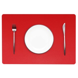 Wipeable Placemats Leather Table Mats Waterproof Heat-Resistant Easy to Clean for Dining Table Set Kitchen Table (6, Red)