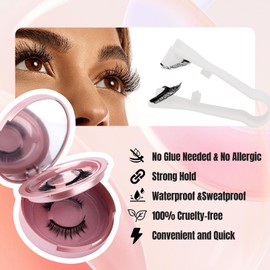 FADVAN Magnetic Eyelashes with Applicator, 2 Pairs 2 Style Reusable Magnetic Lashes Natural Look, No Glue or Liner Needed False Eyelashes, Wispy Strip Lashes Clear Band Magnetic Lashes Kit (B1+B2)