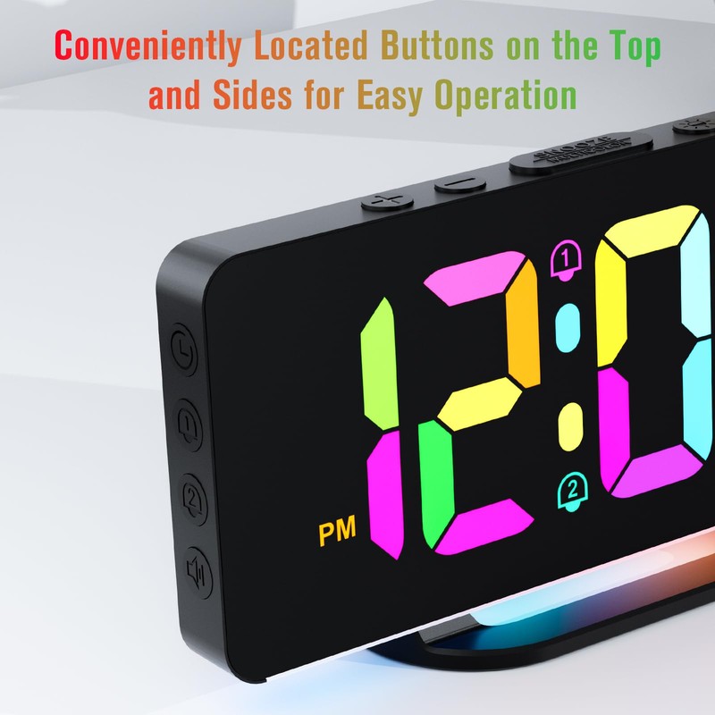 CHEREEKI Alarm Clock, Alarm Clocks Bedside Mains Powered with Night