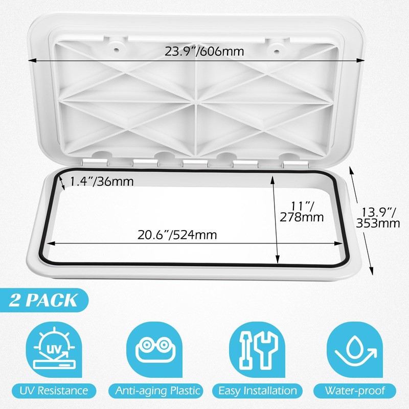 Datanly 2 Pcs Marine Boat Deck Hatch 24" x 14"
