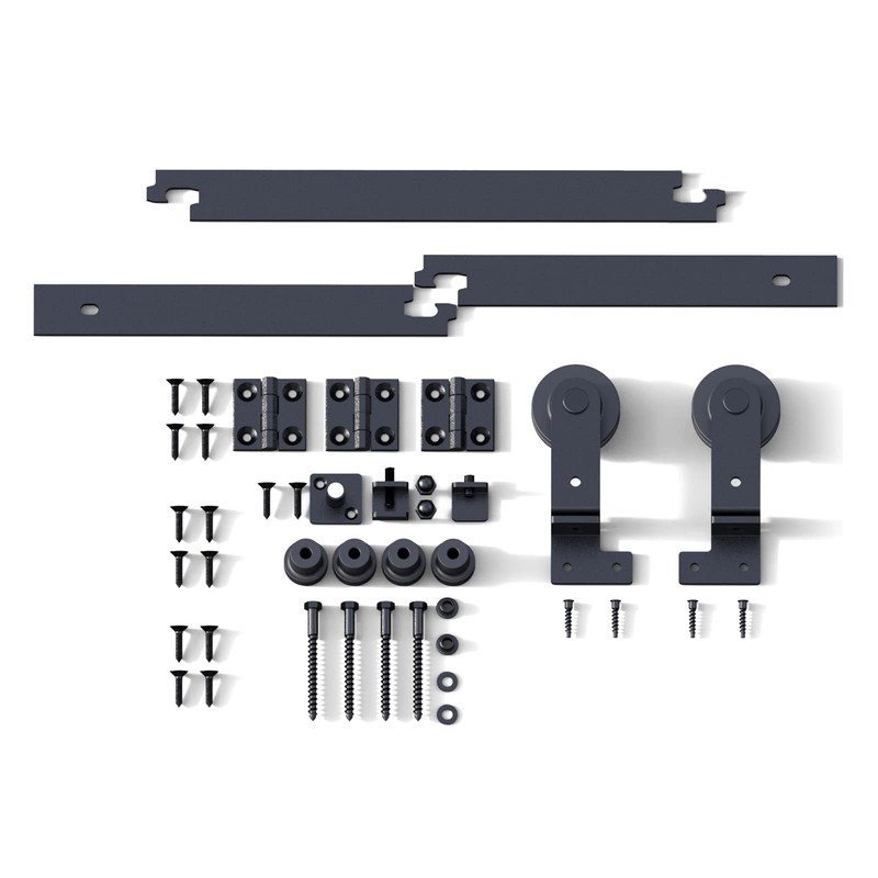CCJH 6.6FT/79'' Bi-Folding Sliding Barn Door Hardware Kit Heavy Duty