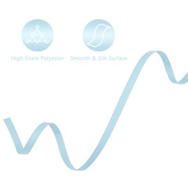 Lrybbon Double Face Light Blue Grosgrain Ribbon for Gift Wrapping 1/4 inch×50 Yards Ribbon Ideal for Hair Bow Flower Bouquet Sewing Crafts Weddings Floral Arrangements