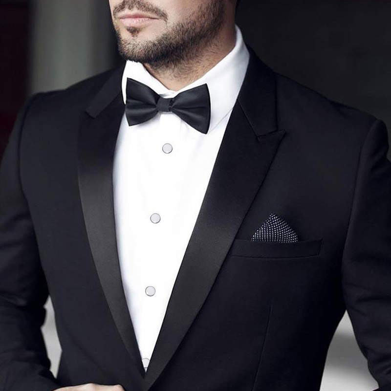 White Silver Tuxedo Studs and Cufflinks Set, Mens Cufflinks and