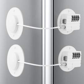 Refrigerator Lock with Combination, Keyless Security Lock for Freezers, Cabinets, Drawers, Easy Installation (2, White)